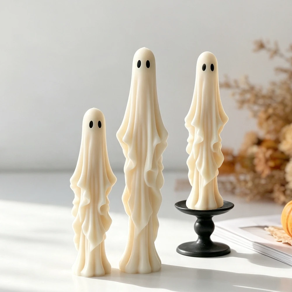 Image of 3D Halloween Geisterkerzen-Silikonform DIY für Duftwachs, Gips, Harz, Seife, Gruselige Ornamente, Bastelzubehör, Heimdekoration, Geschenk