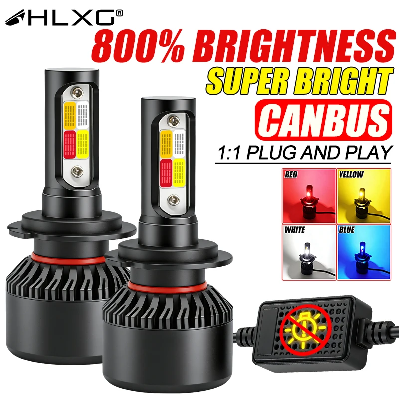 4 Color Strobe H1 H4 H7 H8 H9 H11 9005 HB3 9006 HB4 9012 HIR2 COB Chip High Bright Car LED Headlight Bulbs Fog Lamps Headlights