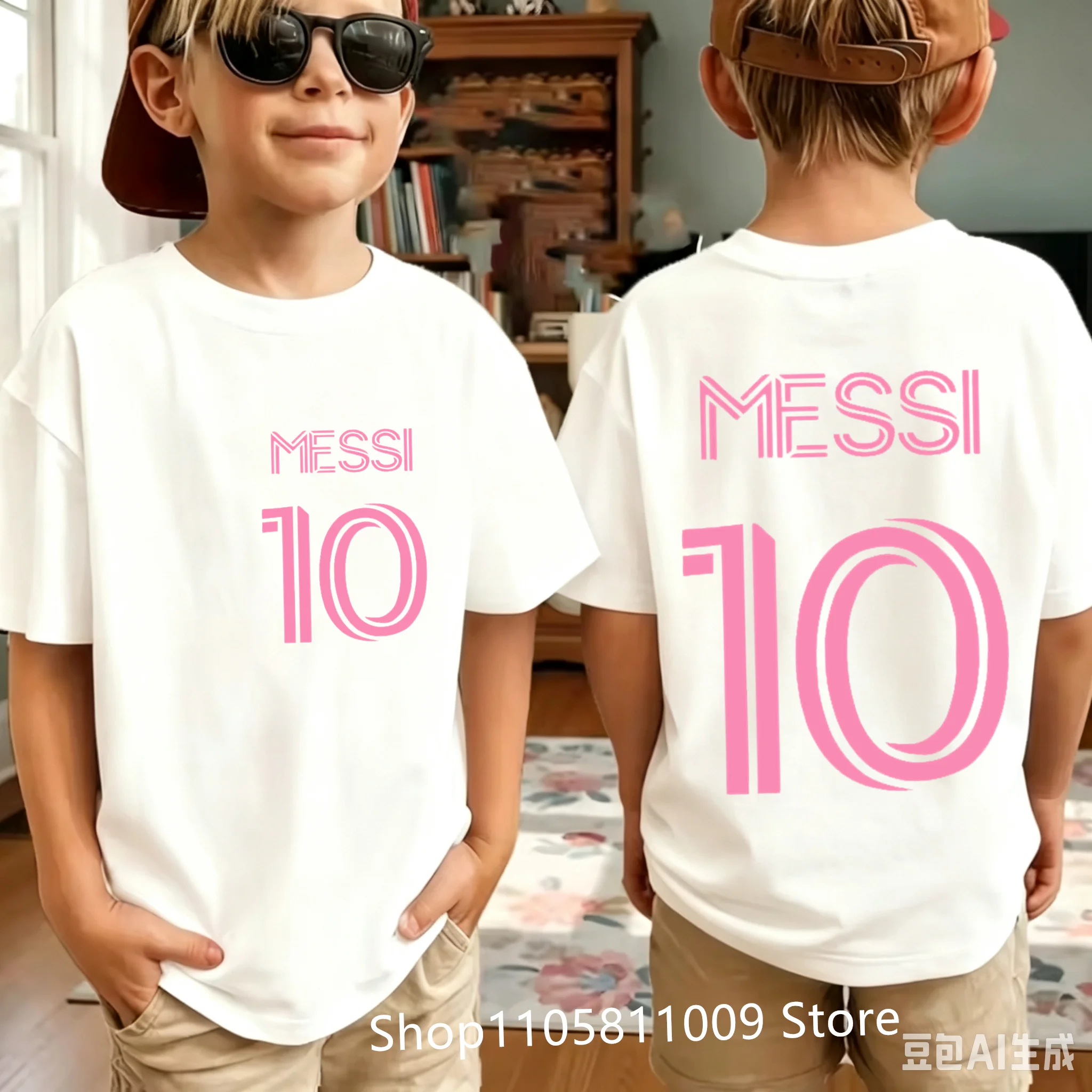 2026 Children Clothes Football Messi Cartoon Graphic Boys Fashion Short Sleeve T-shirt Popular Design 3-10Years Kids Tees