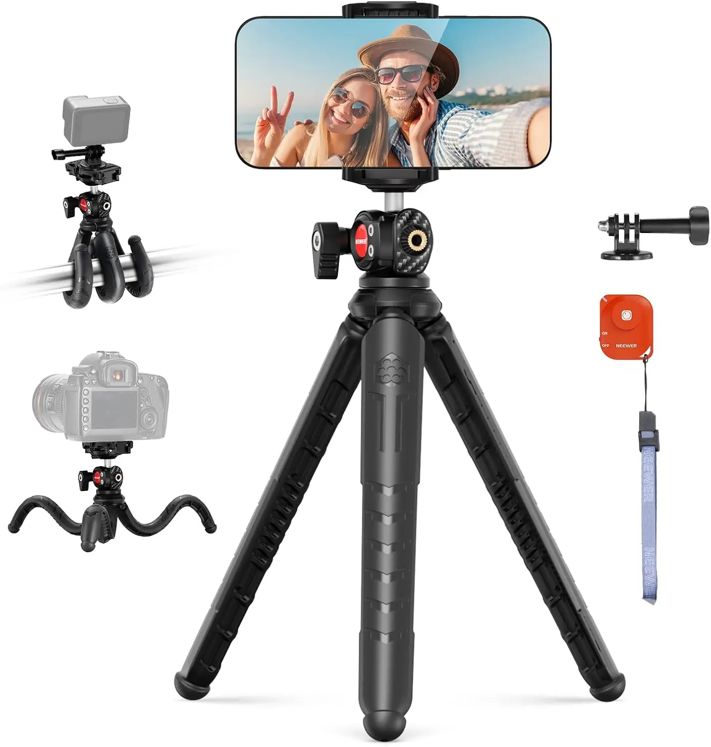 

Flexible Mini Tripod with Remote, Phone Stand for Vlogging & Selfies, Compatible with Smartphones & Action Cameras