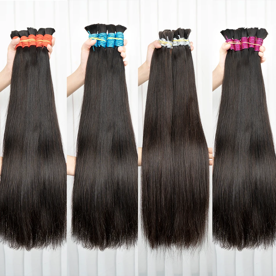 ベトナム産ナチュラルブラックバージンレミー未加工ストレートヘアバルク30インチ100%リアルヘアエクステンション女性用