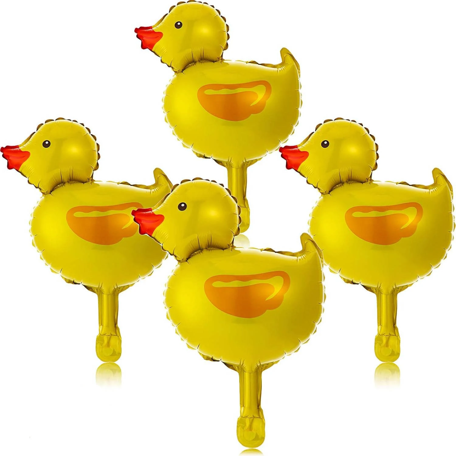 15Pcs Mini Cartoon Duck Balloon Foil Balloons with 1 Rolls Gold Ribbons for Birthday Baby Shower Party Decoration Gifts