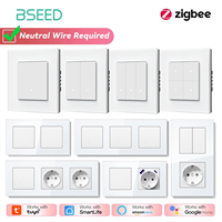 BSEED Zigbee 1/2/3Gang Tuya Light Switches Smart Click Buttons Smart Life Alexa App Plus EU Sockets USB C Ports Without Zigbee