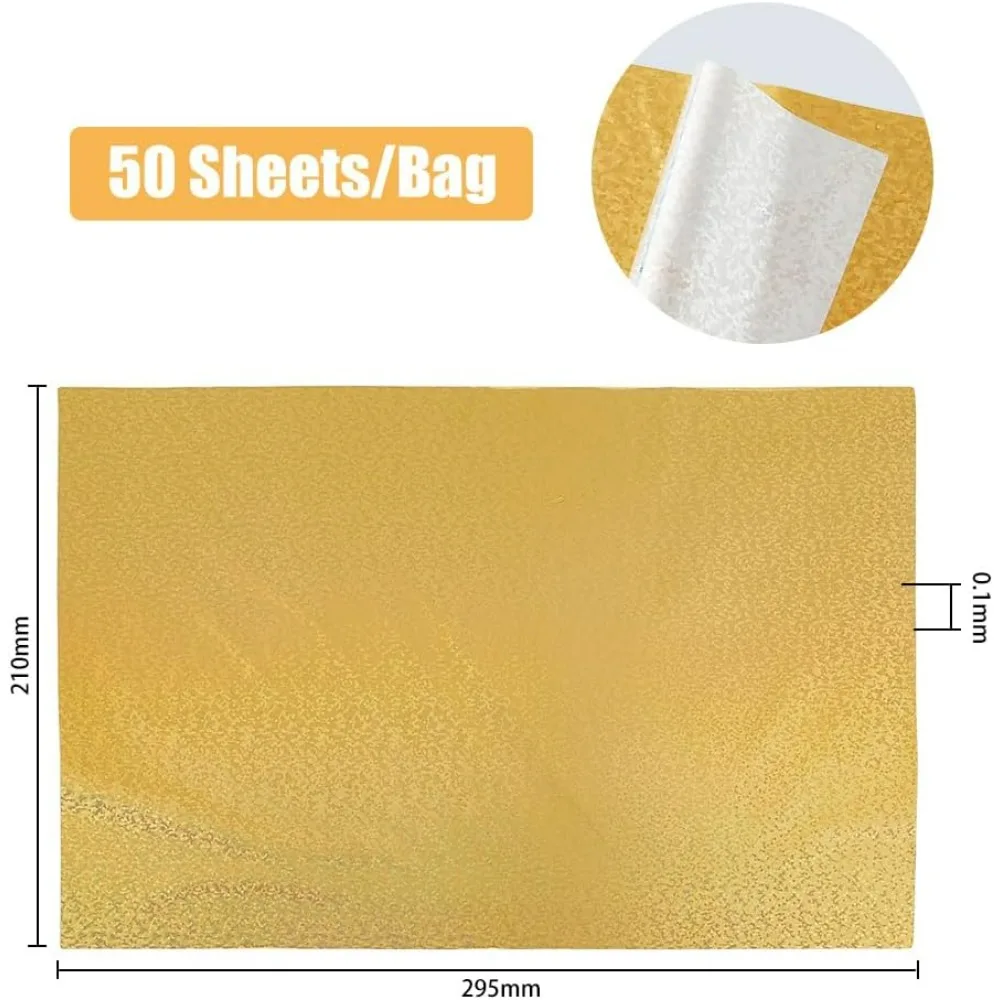 50 Sheets Toner Reactive Foil 29.5x21cm Elegance Laser Printer Craft Paper Golden Reactive Foil Sheet for Laser