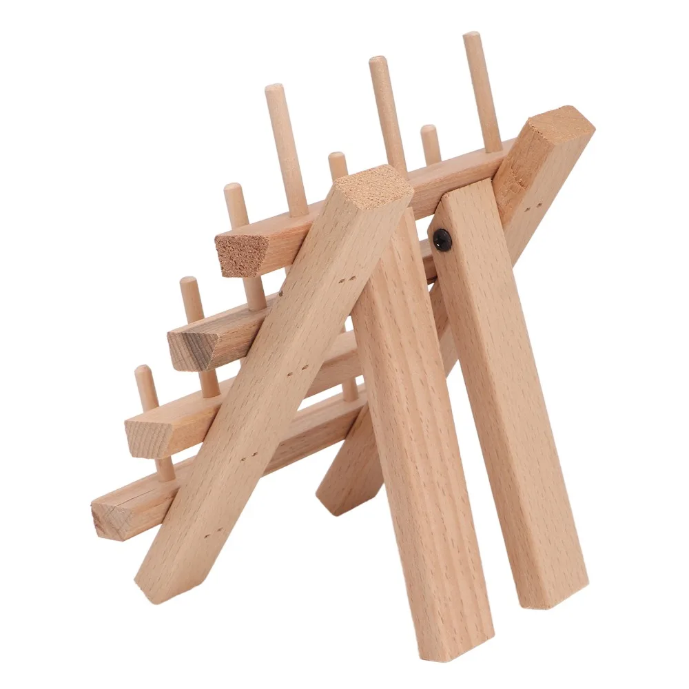 Practical 12 Spool Capacity Sewing Thread Holder Foldable Design Beech Wood Bobbin Organizer Foldable Thread Rack For Household