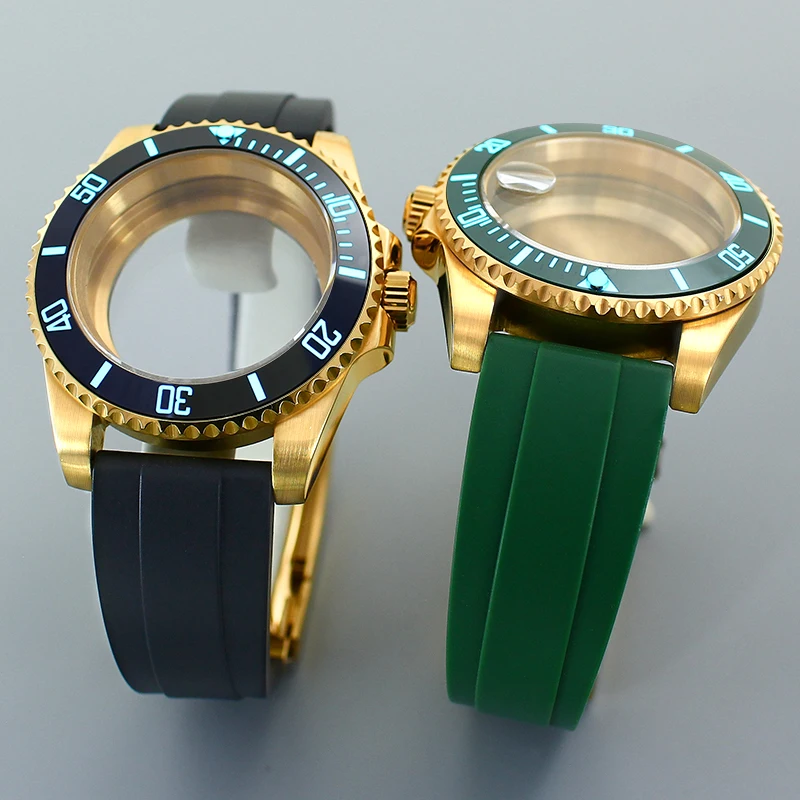 40mm Watch Cases Bracelet Luminous Black Blue Green Ceramic Bezel Sapphire For Seiko NH35NH36 8215 2824 PT5000 Movement Deepsea