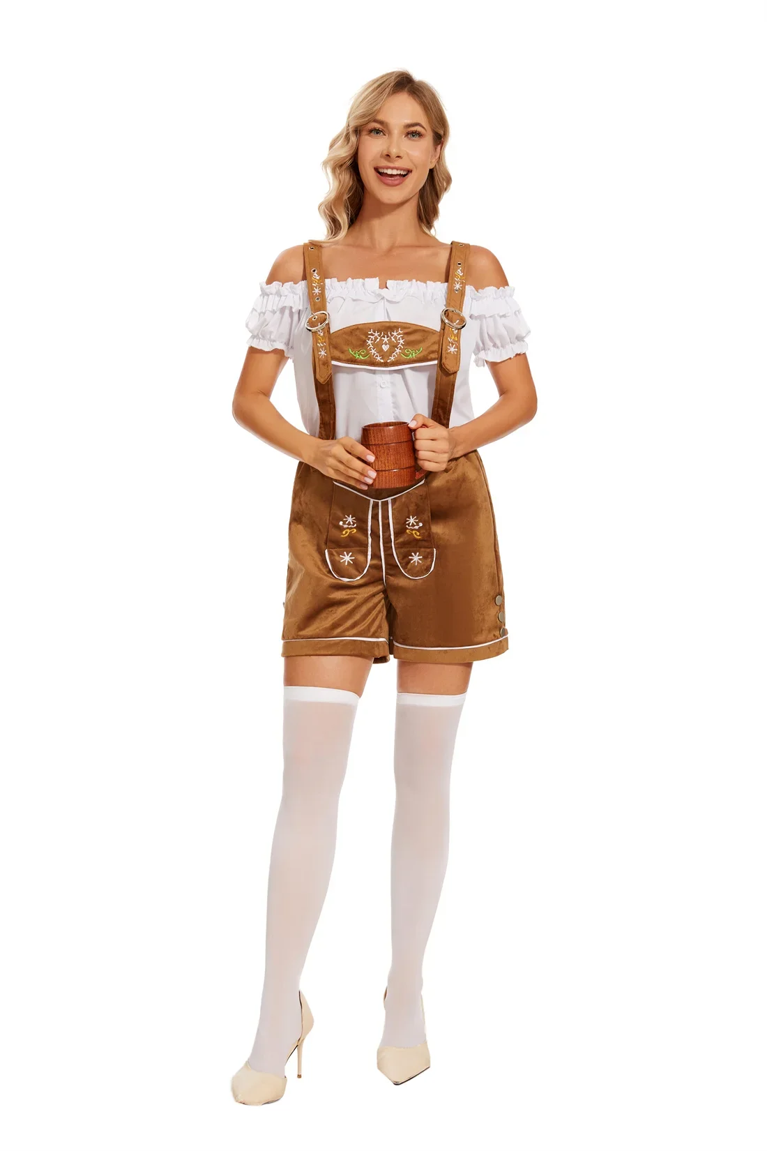 

German Oktoberfest Sexy Beer Girl Lederhosen Jumpsuit Bavarian Traditional Festival Tavern Maid Wench Cosplay Costume