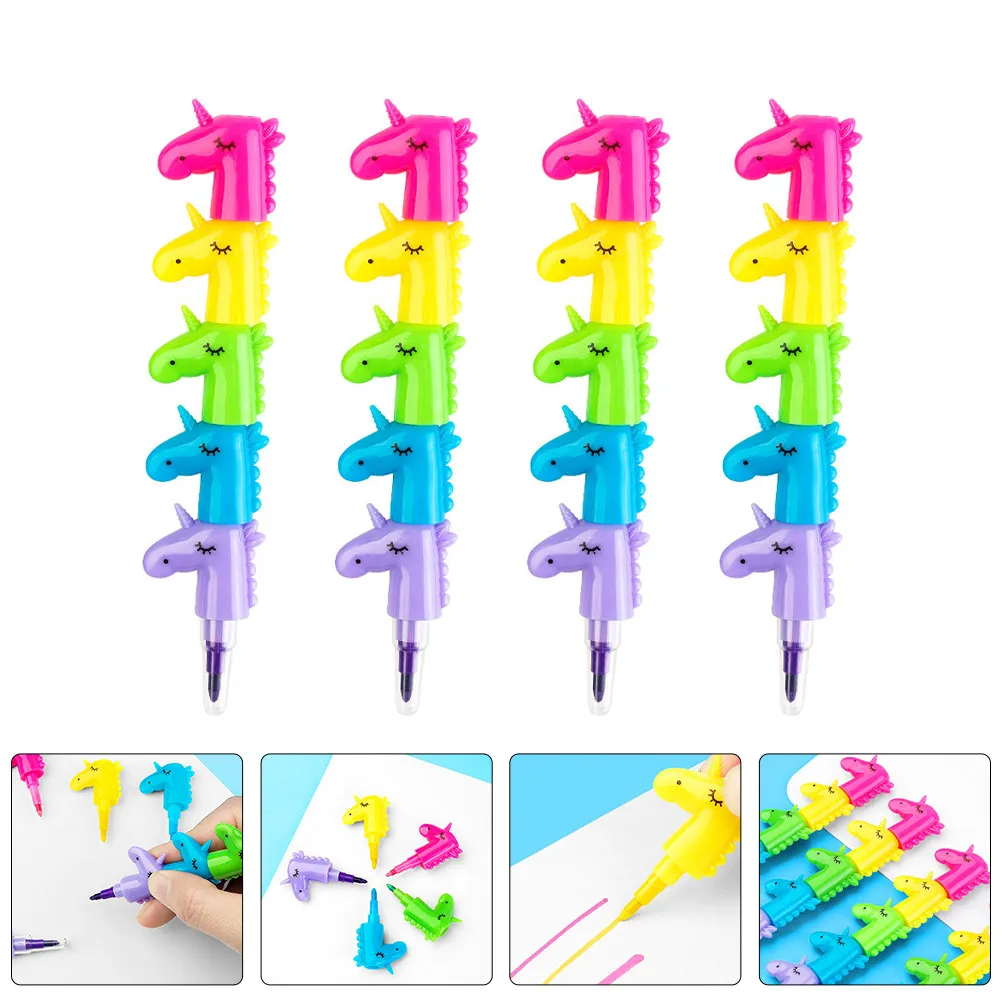 

Набор из 4 разноцветных складных карандашей-конструкторов в форме лошади для детей и малышей: творческое рисование и раскрашивание