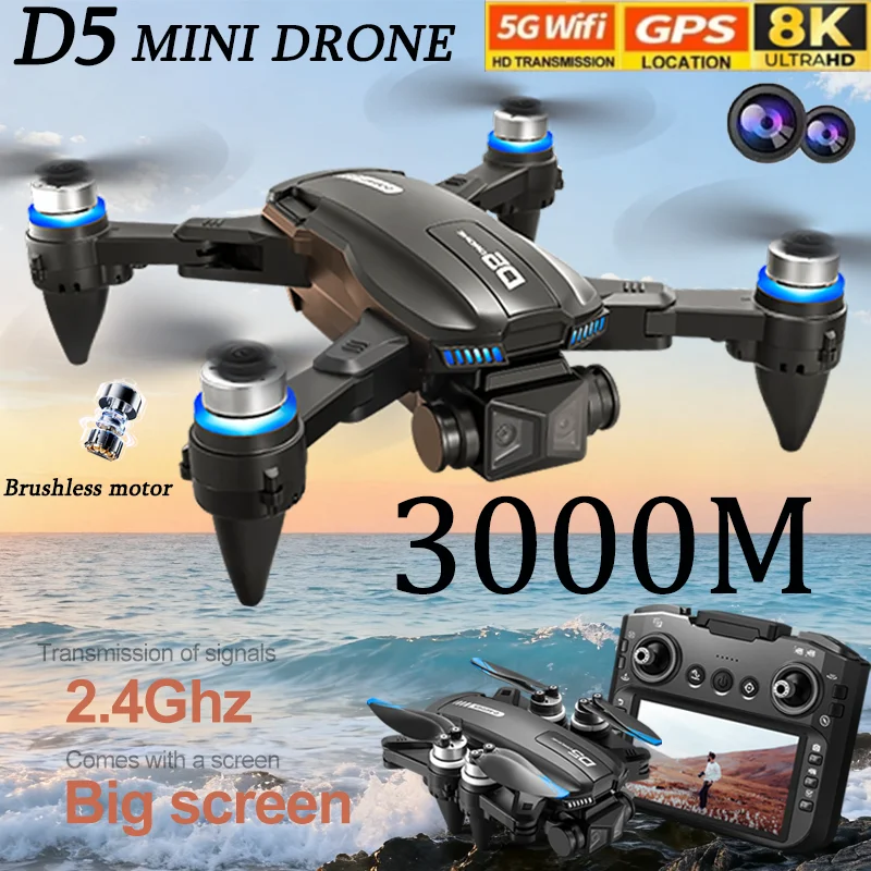 

2025 D5 Drone With 8K Dual Camera HD Remote Control Quadcopter Obstacle Avoidance For Aerial Photography RC Drone Gift For Girls