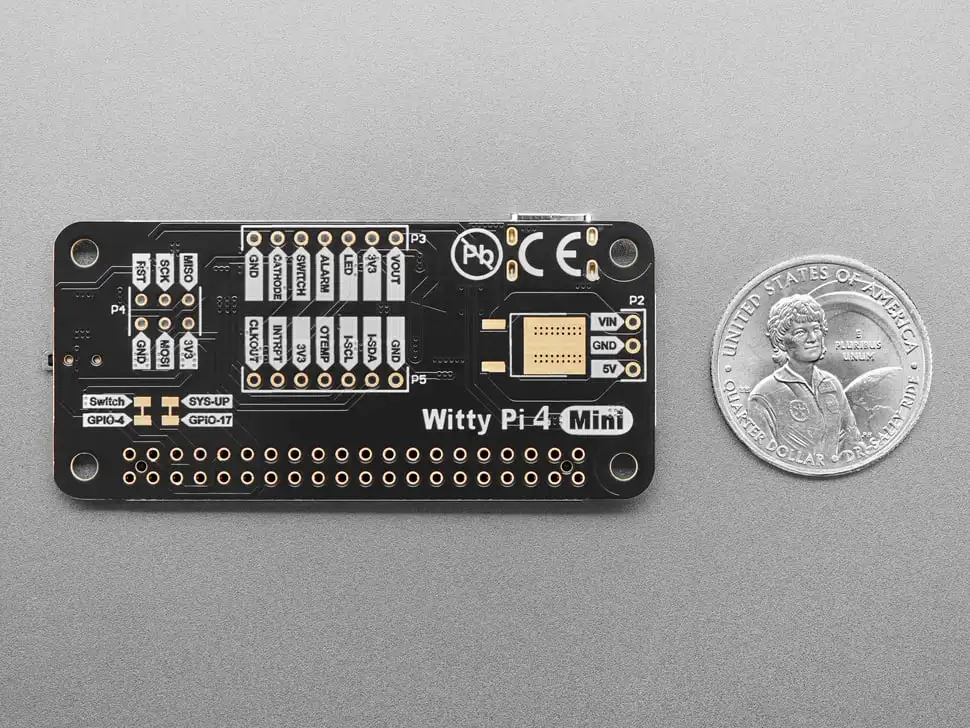 5038 Witty Pi 4 Mini - RTC & Power Management for Raspberry Pi Accessories Multiprotocol Development Tools