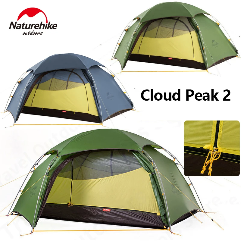 Naturehike Cloud Peak 2 Person Camping Tent Ultralight Trekking Hiking Tent Hexagon Portable 4 Season Waterproof Hiking T Zipper