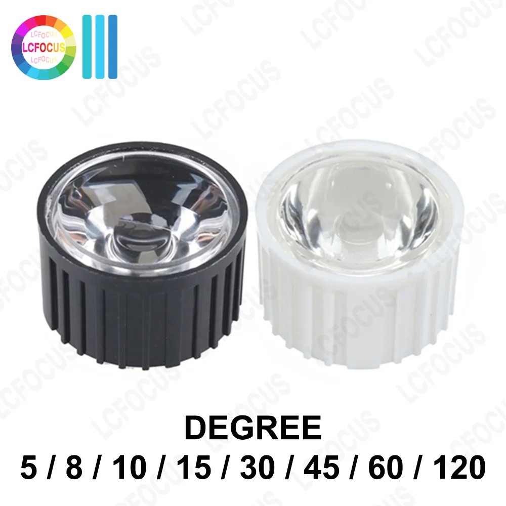 Lentille LED 1W 3W 5W, 10 pièces, collimateur réflecteur 5/10/15/30/45/60/90/120 degrés, lentille optique acrylique PMMA 20MM