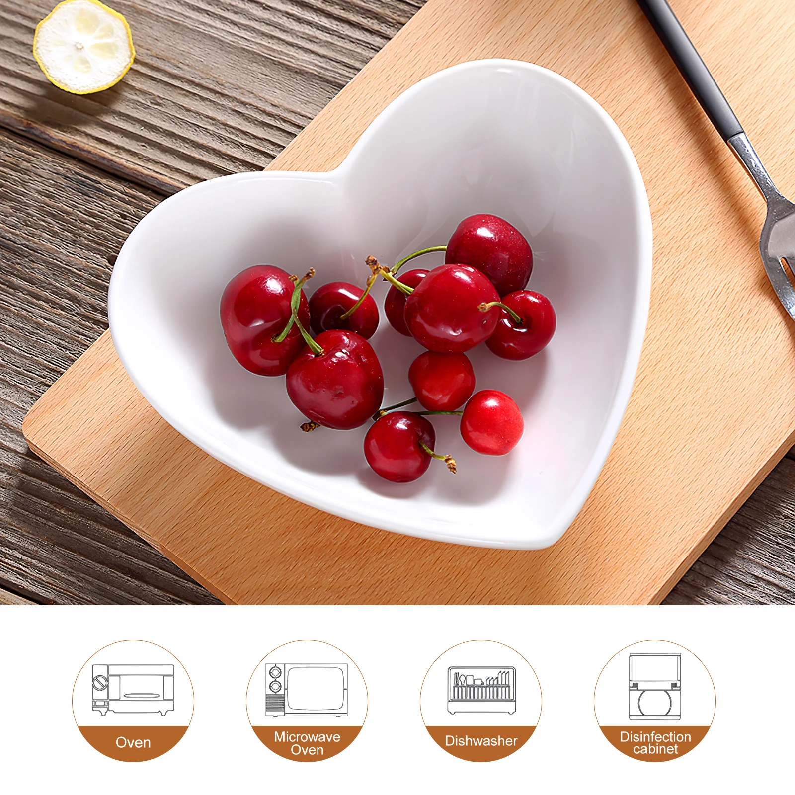 

4Pcs Heart Shaped Ceramic Bowls Set Smooth Rim Stackable Rice Noodle Fruit Salad Dessert Serving Kitchen Dishware