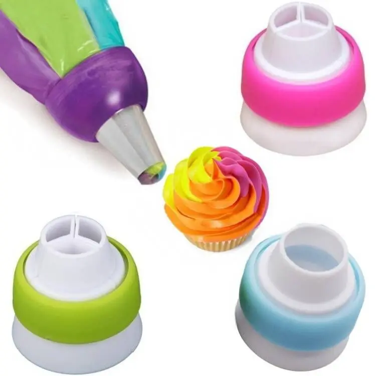 3Color DIY Nozzle Converter Coupler Icing Nozzles Chocolate Cake Single Hole/Three Holes Icing Piping Cream Cupcake Decorating