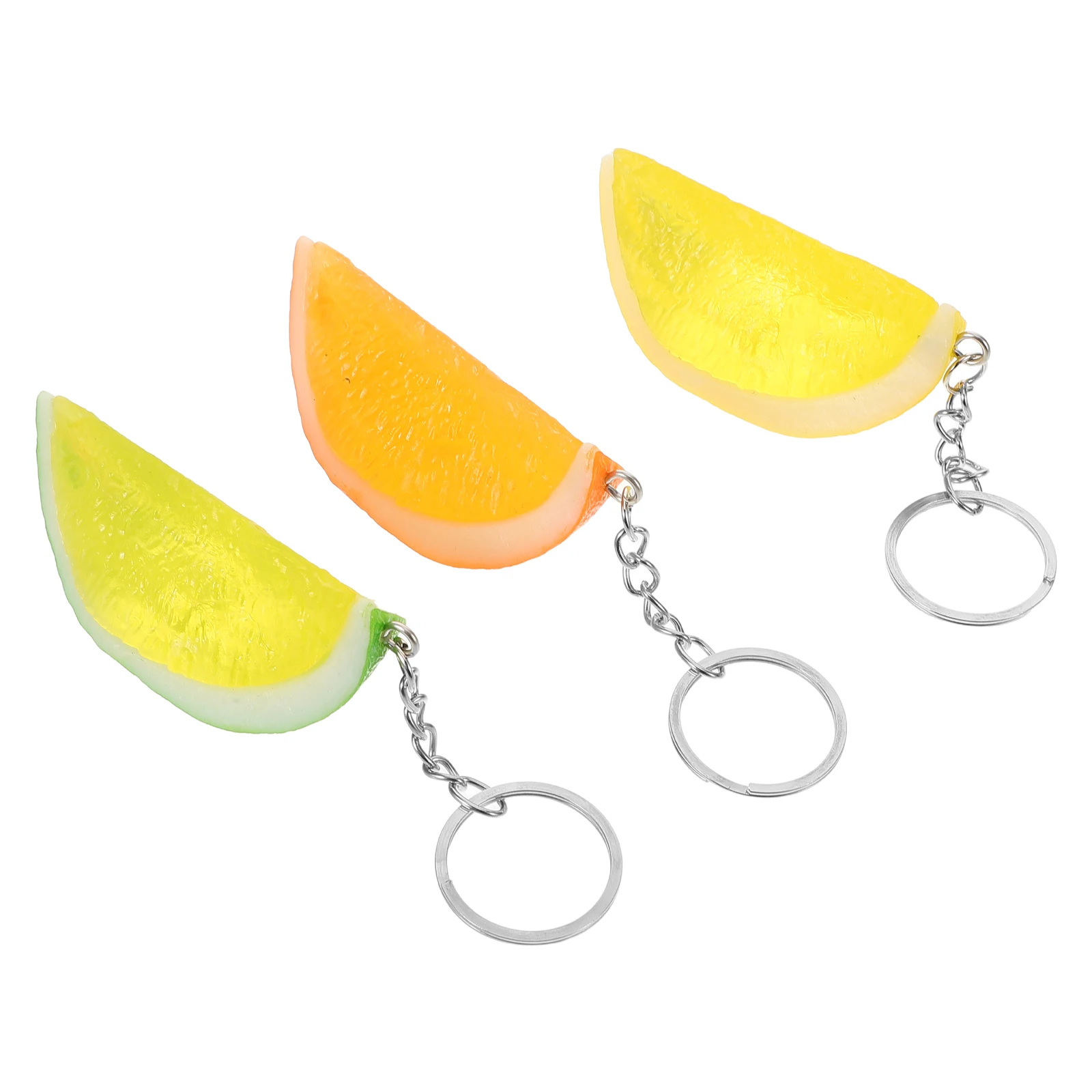 

3pcs Simulation Lemon Slices Realistic Faux Keyring For Bag Car Decor Lightweight Portable Cute Accessories Fruit Style