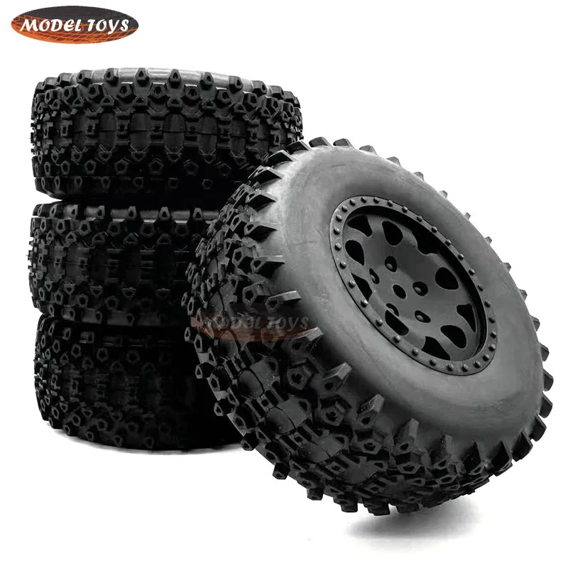 1/10 RC Short Course Truck Wheels and Tires 12mm Hex - Compatible for Traxxas Slash 4X4 BL-2S, Losi Tenacity, Redcat Blackout
