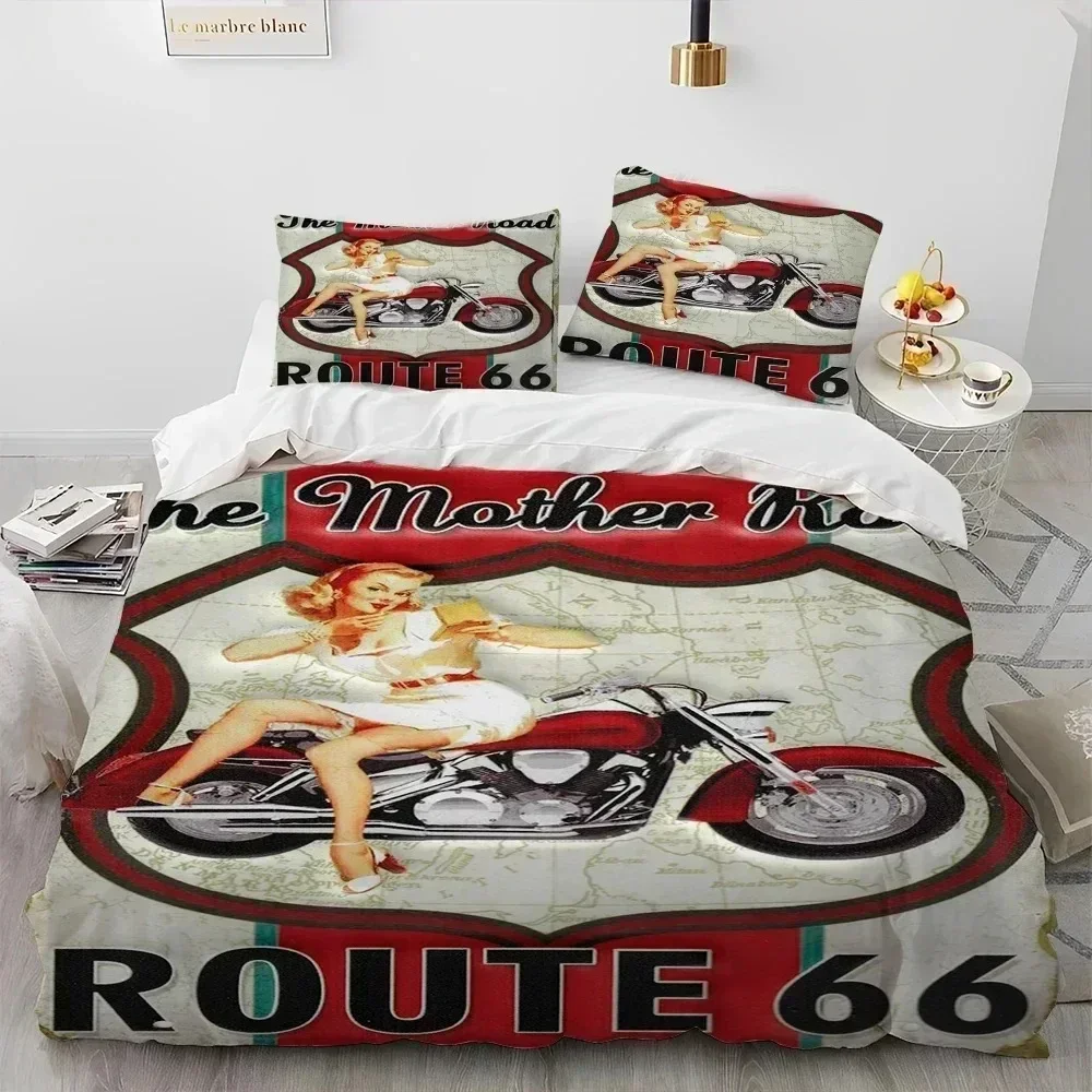 

Historic Route 66,Mother Road,mãe estrada Bedding Set Printed With Pillowcase Duvet Cover Soft Queen King Size Bedclothes Home