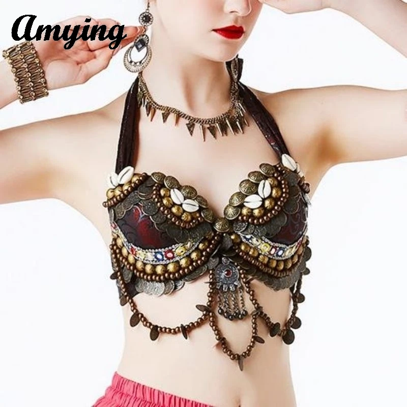 Women Hand Beading Bra Adjustable Tribal Bra or Belt Belly Dance Performance Costume Dance Performance Costume New Gypsy Costume