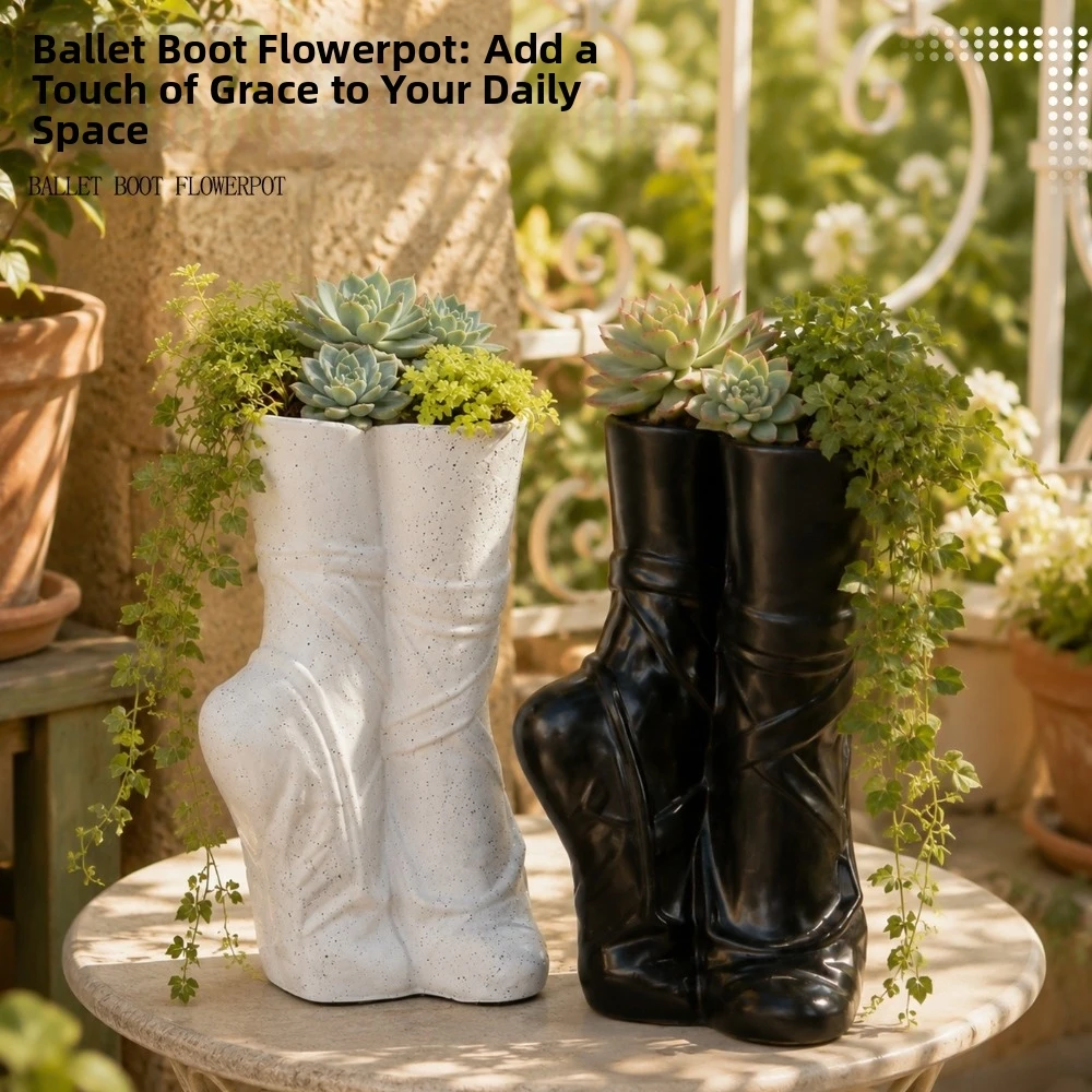 Minimalist Creative Ballet Shoes Vase Dreamy Artistic Foot Sculpture Pot Decorative Vinyl Ballet Foot Vase Party