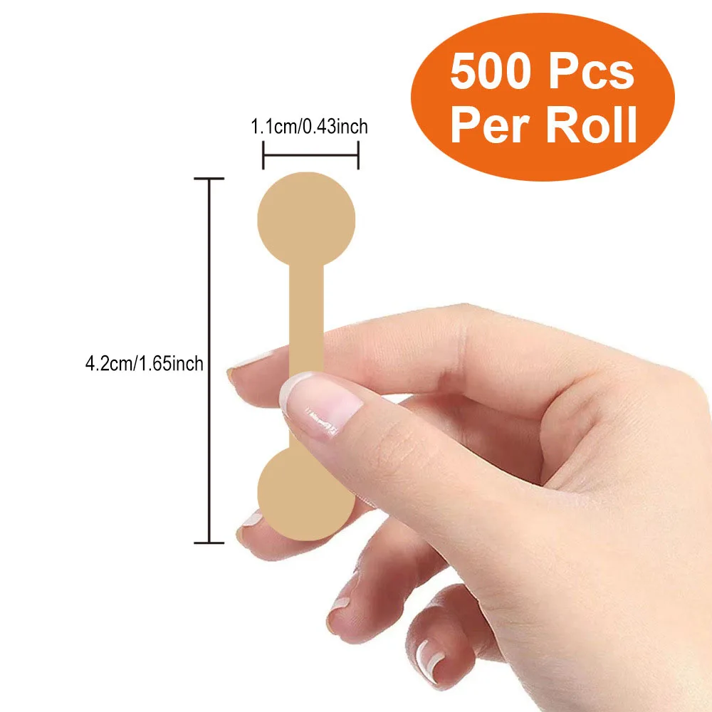 500Pcs/Roll Kraft Paper Jewelry Price Label Stickers DlY Tags Dumbbell Designs for Rings, Necklaces, Earrings & Bracelets