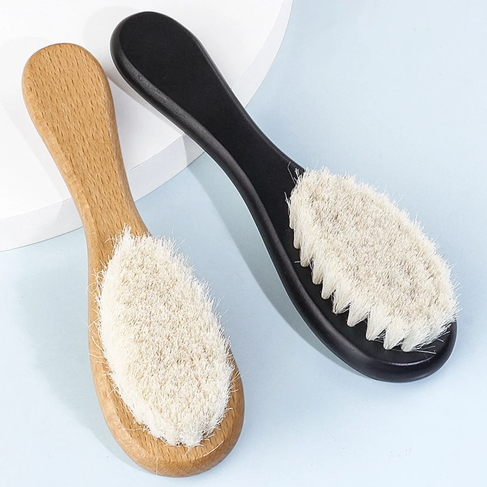 

2Pcs Baby Hair Brush Soft Bristle Cradle Cap Wooden Handle Newborn Toddler Safe Exfoliate Scalp Baby Hair Brush