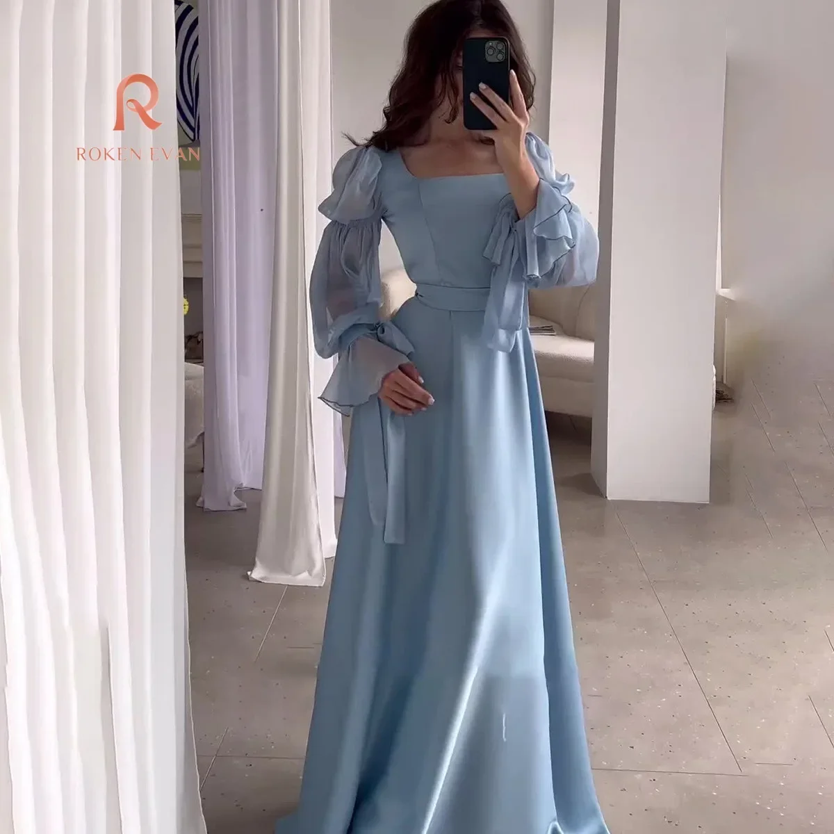 Roken Evan 2024 Muslim Slim Princess sleeve Dress Women Eid Ramadam Morocco Dubai Abaya Kaftan Islam Saudi Party  Jalabiya