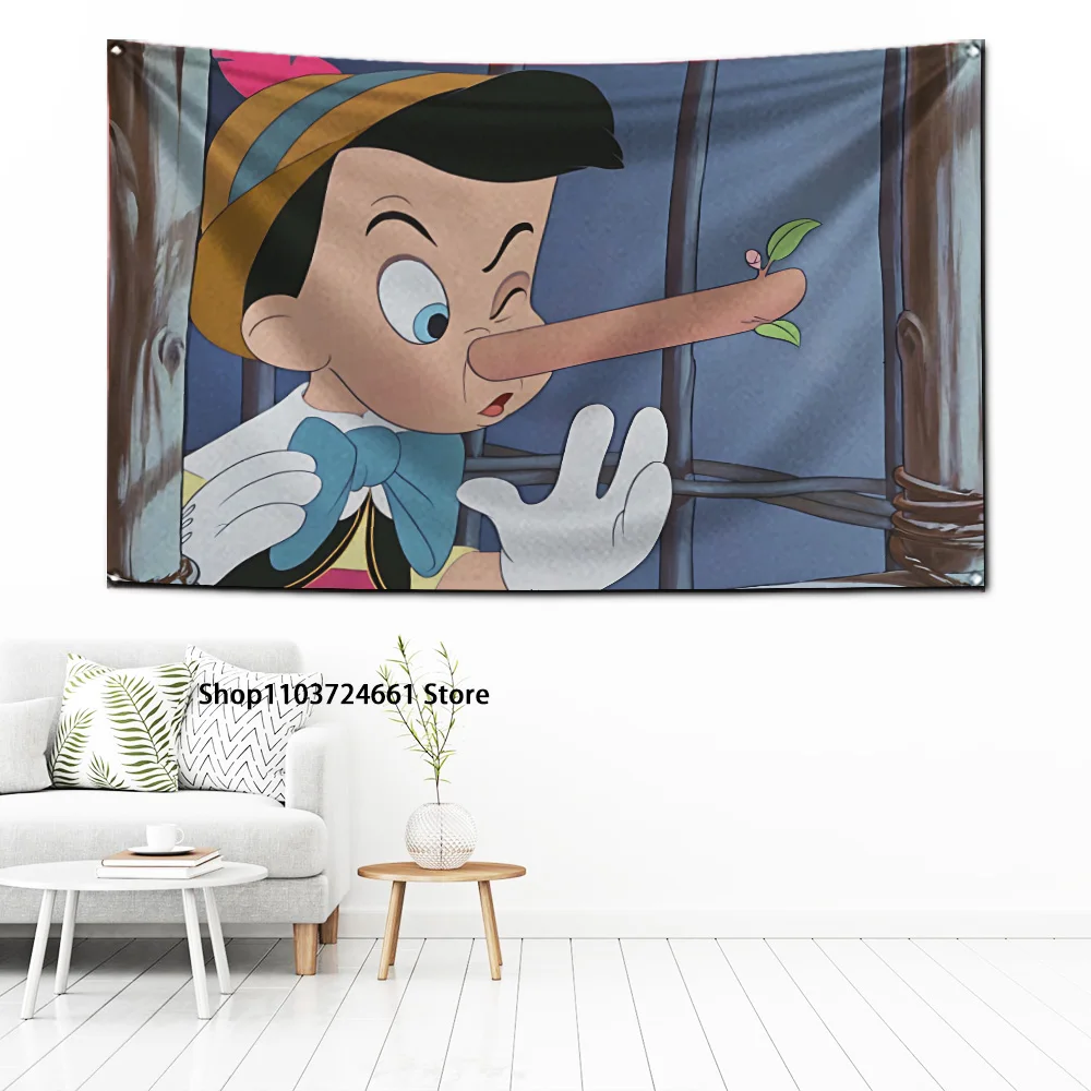 60x90cm Pinocchios Flag Polyester Digital Printing Banner for Garage Wall Art Out Door Decoration