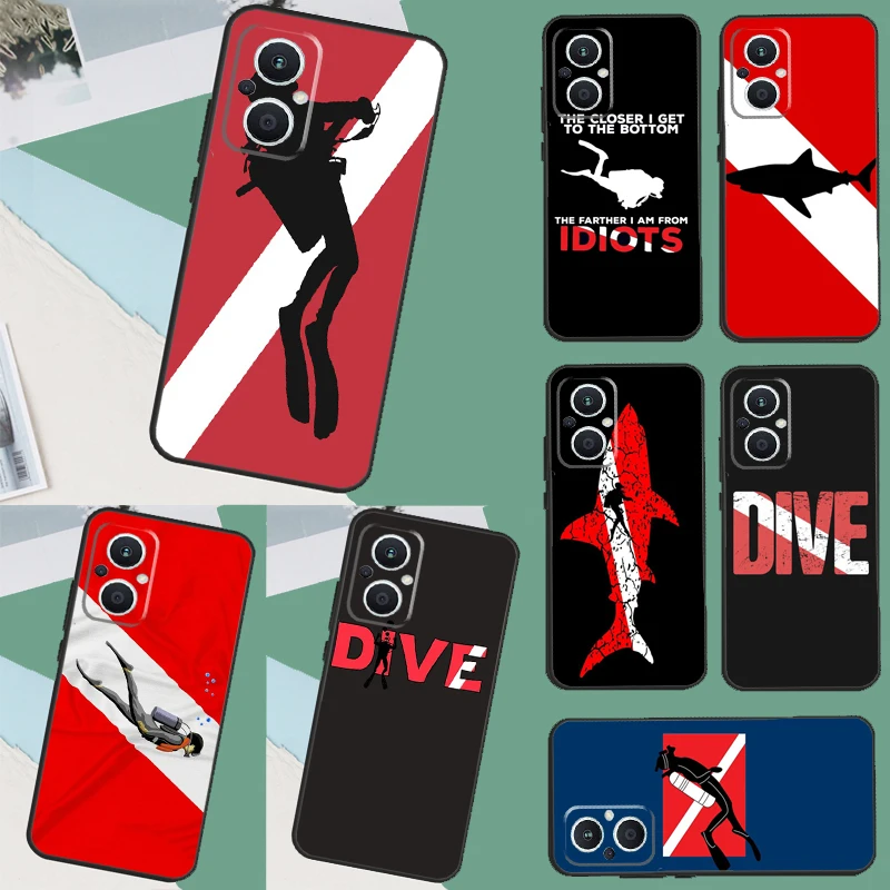 Dive Scuba Diver Shark Diving Case For OPPO Reno 8 Lite 4 5 6 7 Reno 10 Pro 8T 4Z 5Z Find X2 X3 Lite Neo X6 X5 Pro Cover