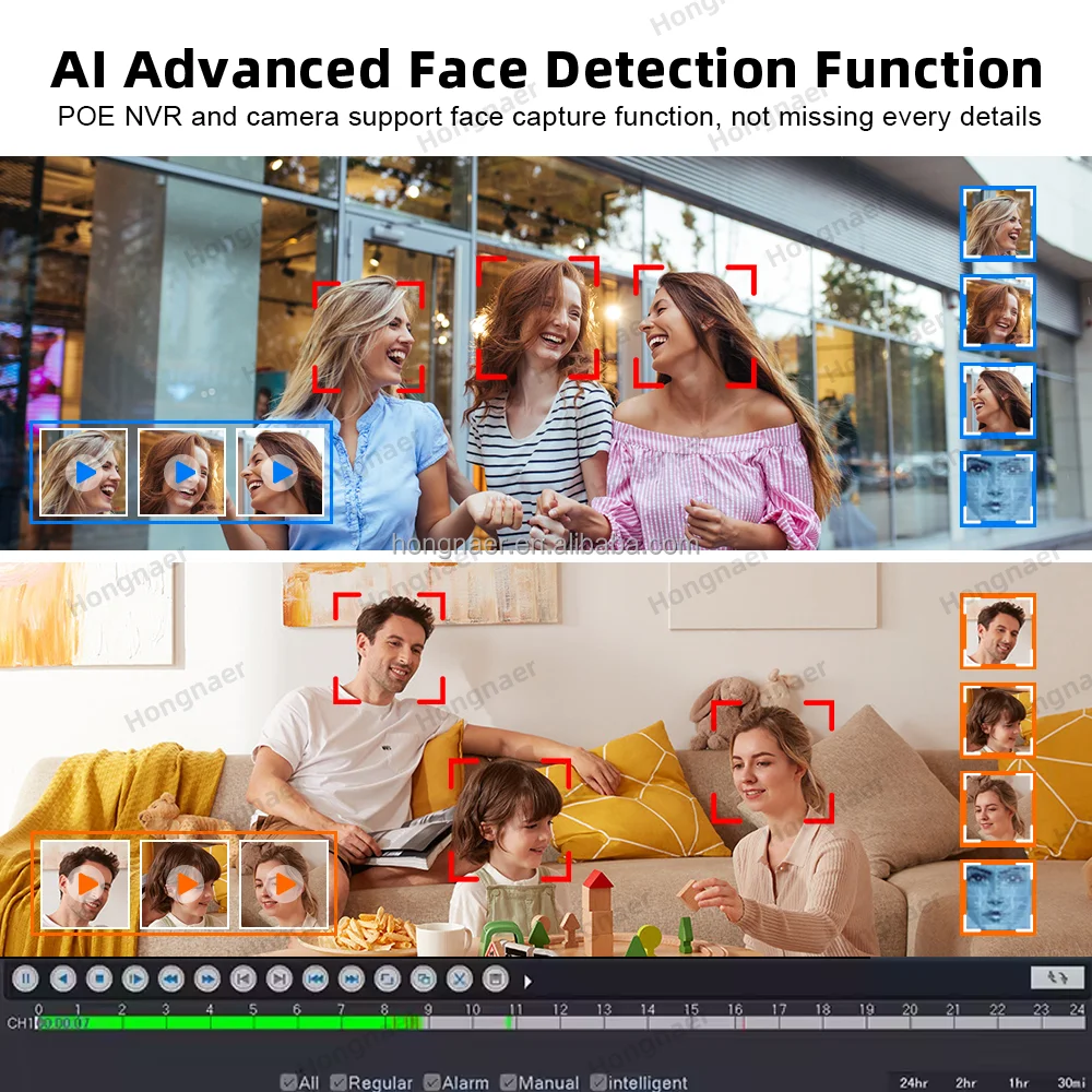 

Hongnaer 8MP Face Detection 4 Channel Video NVR POE Home Surveil Security CCTV Camera Set Kit System 4K Wireless IP CCTV System