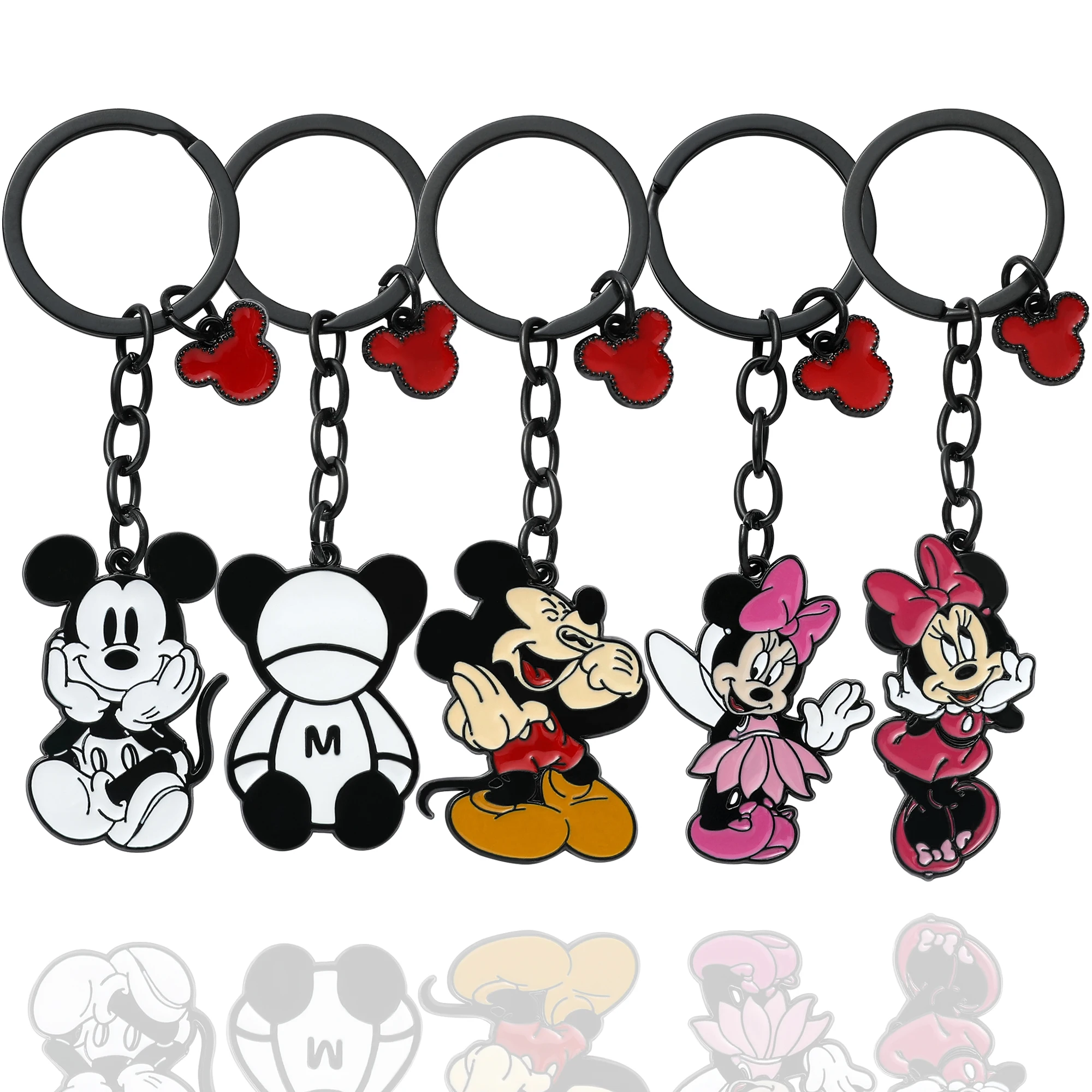 Mickey and Minnie Mouse Keychains Disney Key Chain for Women Jewelry Cartoon Metal Keyrings