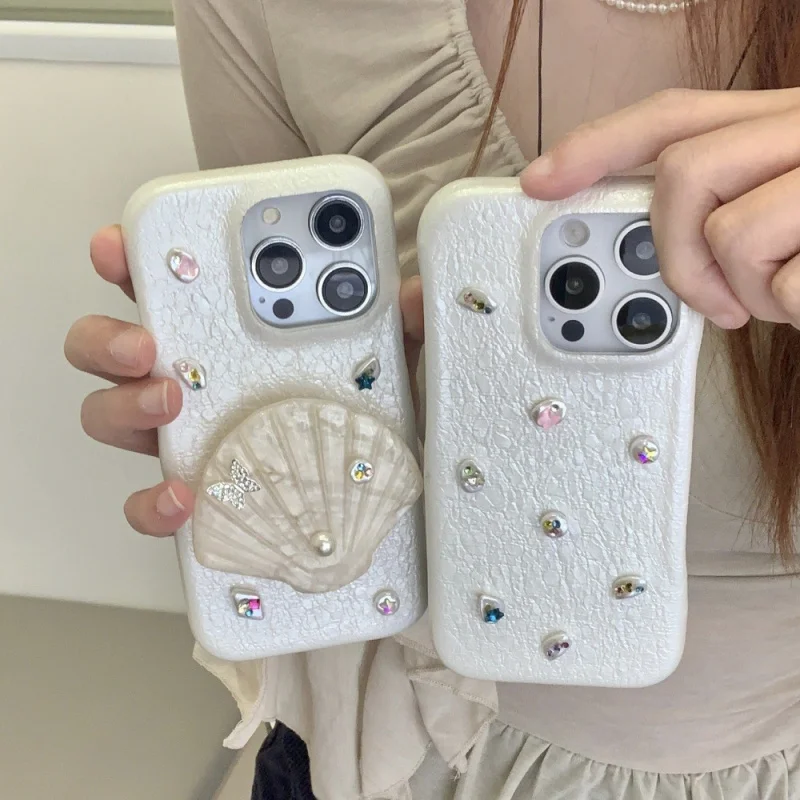 

Shell Pattern Irregular Diamond Phone Case Suitable for Apple16/15PROMinimalist StandiPhone14/17Personality