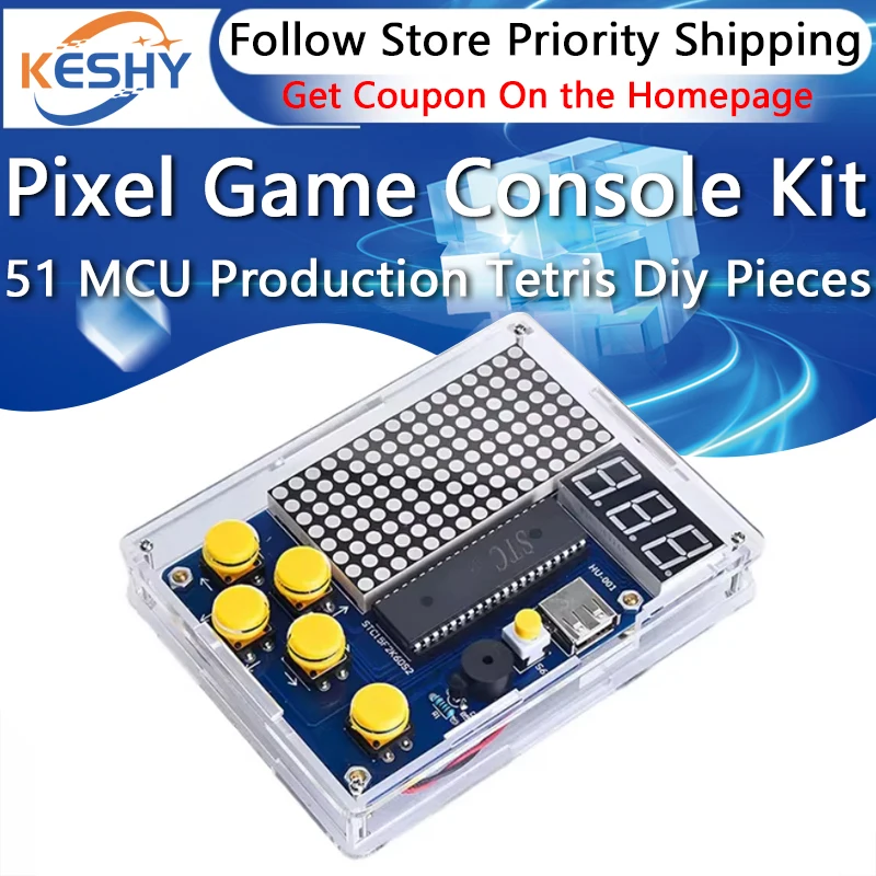 

Pixel game console production kit 51 MCU game console Tetris diy pieces HU-001