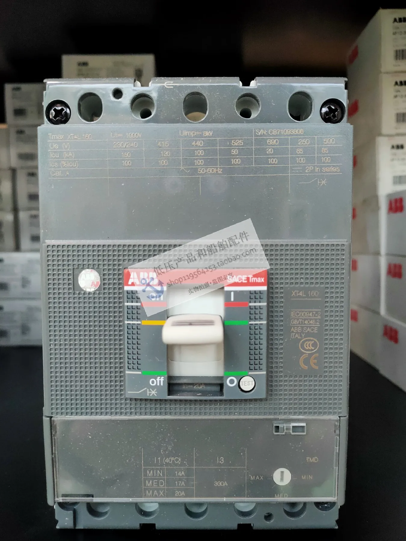 New Original ABB XT Series Molded Case Circuit Breaker XT4L160 *** 20/32/40/50/63/80 3P