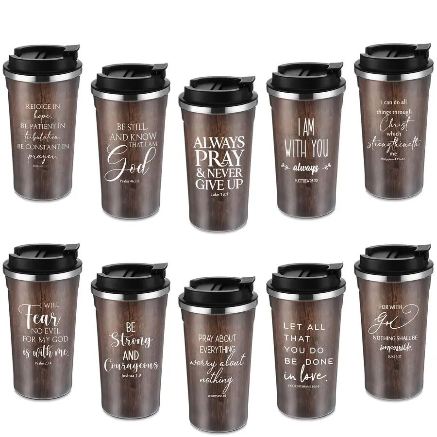 

10 Set Christian Gift Bible Verse Tumbler Bulk 17oz Coffee Cup Religious Jesus Tumbler Inspirational Mug for Pastor Appreciation