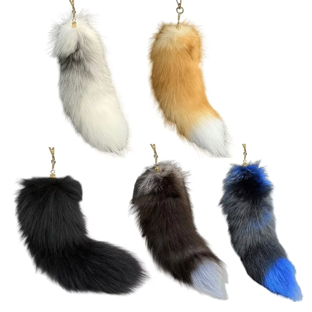 Huge Fluffy Faux Fur Fox Tail Keychain Bags Charm Keys Holder Keyring Bag Pendant Cosplay Tail Cosplay Costume Handbag Accessory