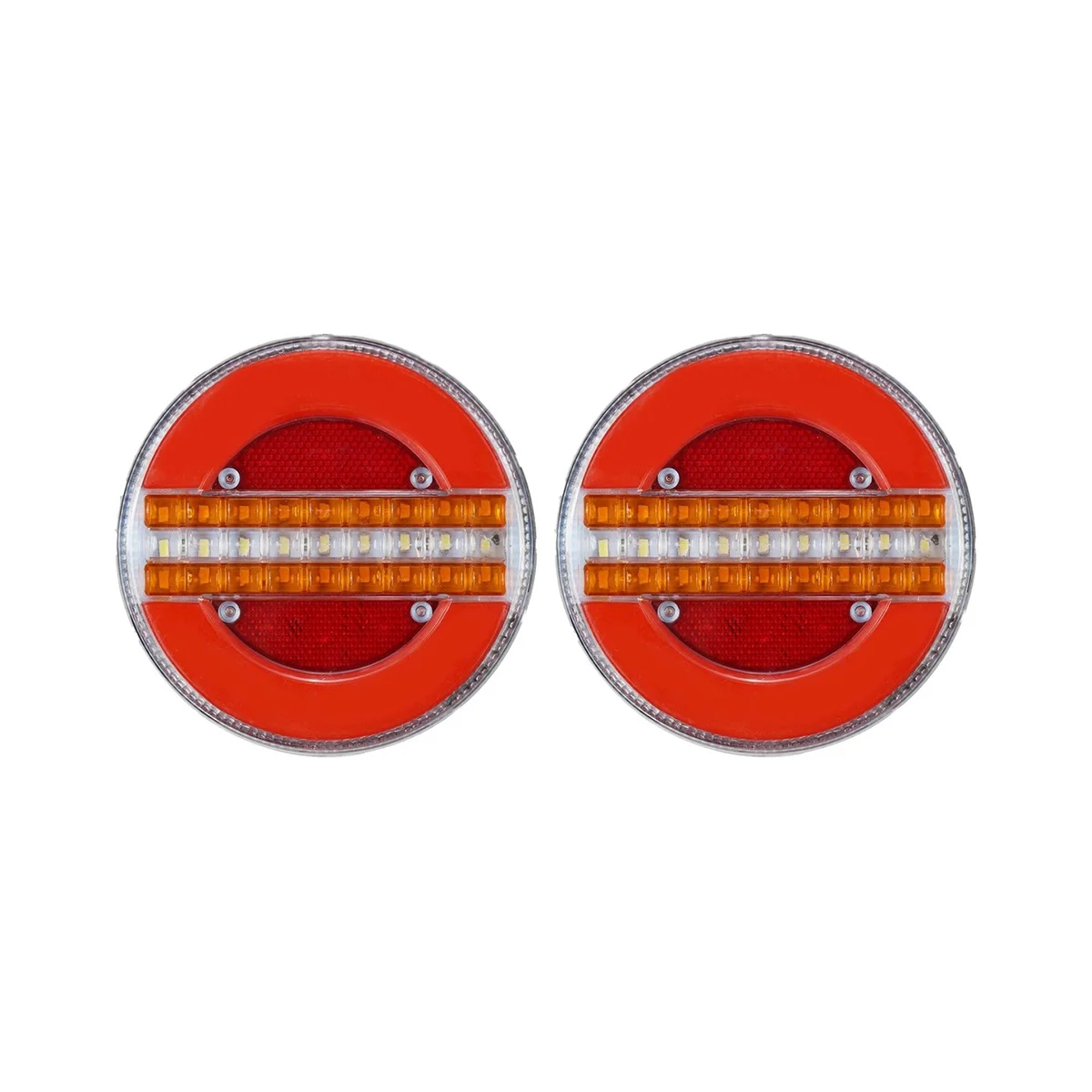 2Pcs 4 Inch Trailer Dynamic Tail Light 24V LED Truck Brake Light LED Round Water Hamburger for Boats, Buses,