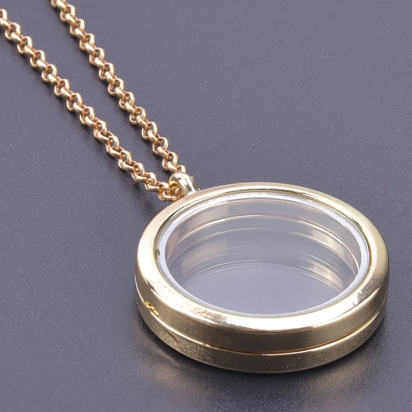 1Pc 30mm Round Pendant Necklace Photo Relicario Locket Charm Alloy Necklaces For Women Men Hip Hop Jewelry Chain Decoration Gift