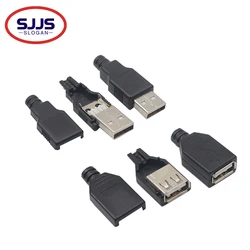 【20-5PCS】Type A Female or A Male USB 4 Pin Plug Socket Connector With Black Plastic Cover USB Socket