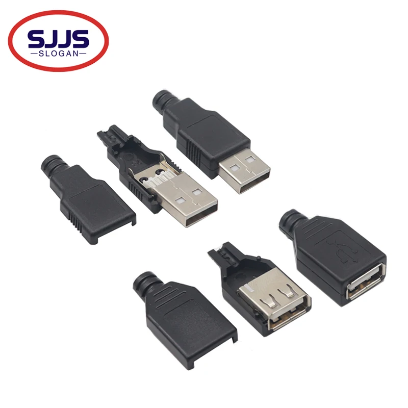 【20-5PCS】Type A Female or A Male USB 4 Pin Plug Socket Connector With Black Plastic Cover USB Socket