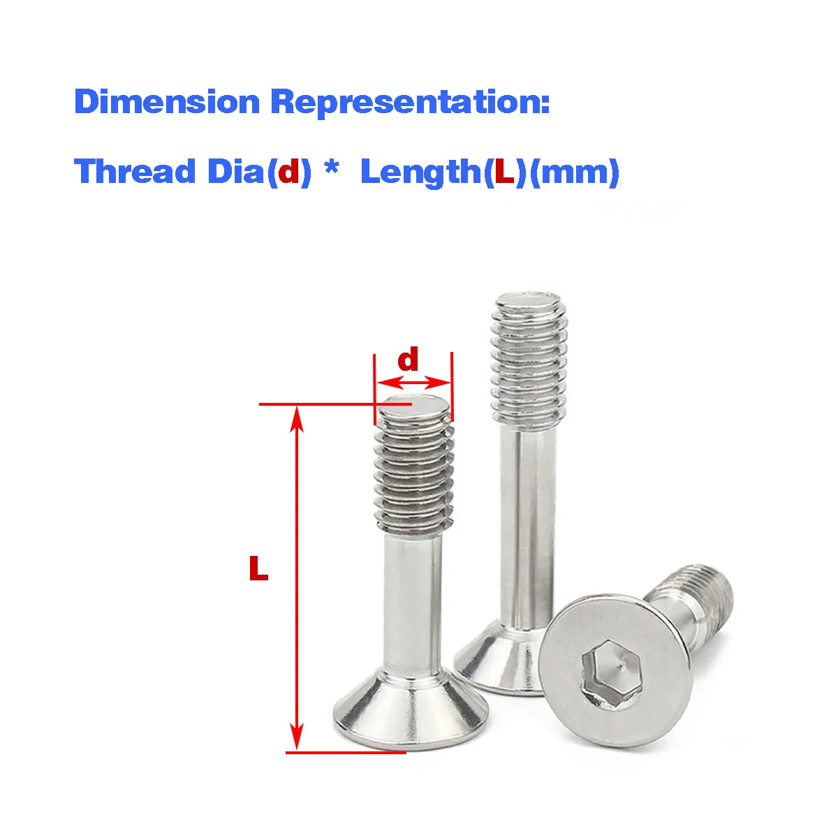 304 Stainless Steel Countersunk Hexagon Socket Lock Screw/Flat Head Non-Release Half-Tooth Screw M3M4M5M6