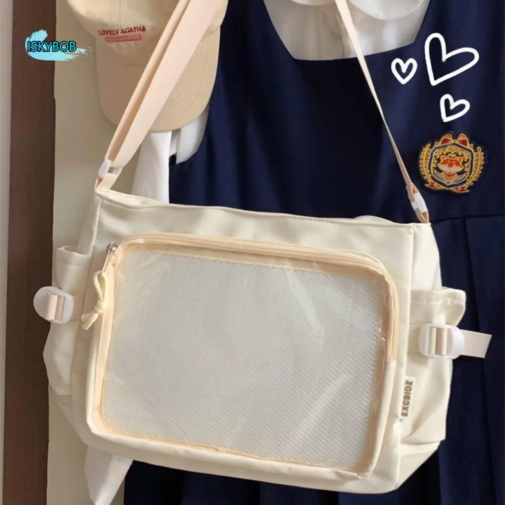 

Портативная прозрачная сумка Itabag в японском стиле Harajuku, большая вместительная холщовая сумка-тоут, повседневная сумка со значком, сумка на плечо JK, дорожная сумка