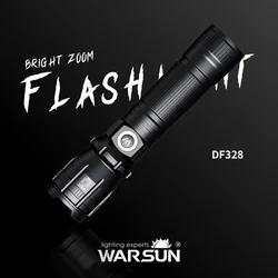 WARSUN DF328 Rechargeable LED Flashlight - 1500 Lumen Zoomable Torch with 500M Beam, 5 Modes, IPX4 Waterproof