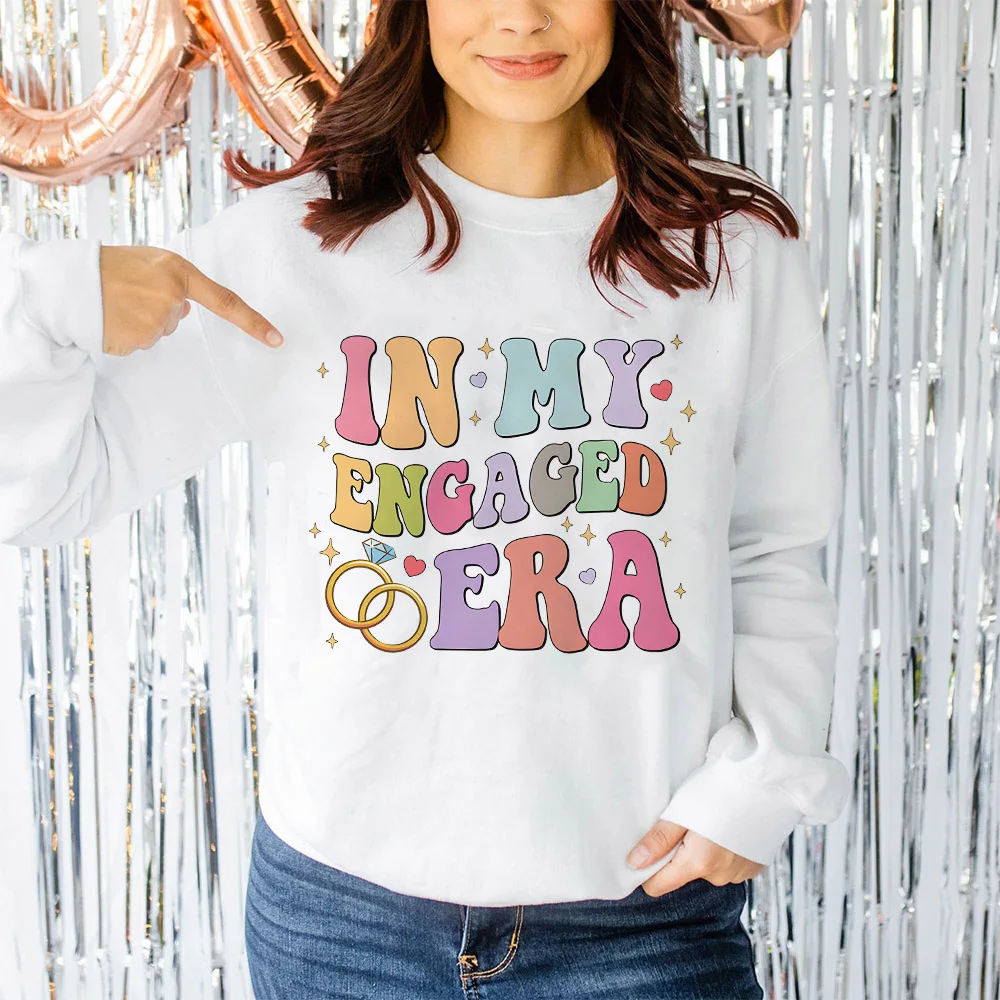 

In My Engaged Era Sweatshirt Wedding Gifts Future Mrs Sweatshirt Engagement Gift for Her Fiance Hoodie Retro Bridal Party Tee