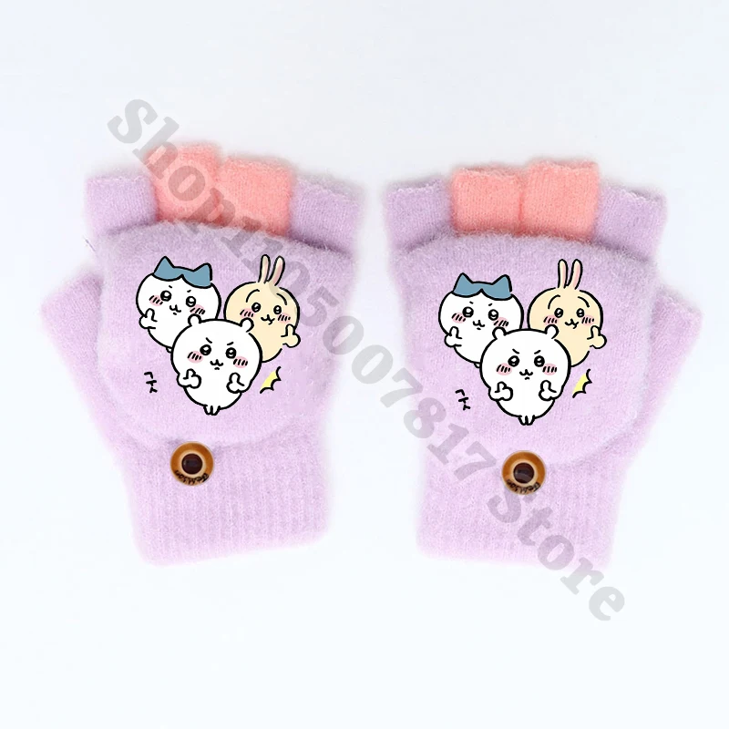 Guantes cálidos de invierno para niños, guantes bonitos de dibujos animados de Chiikawas, accesorios informales para niñas, mitones con estampado de Anime para niños, regalos de navidad 2026