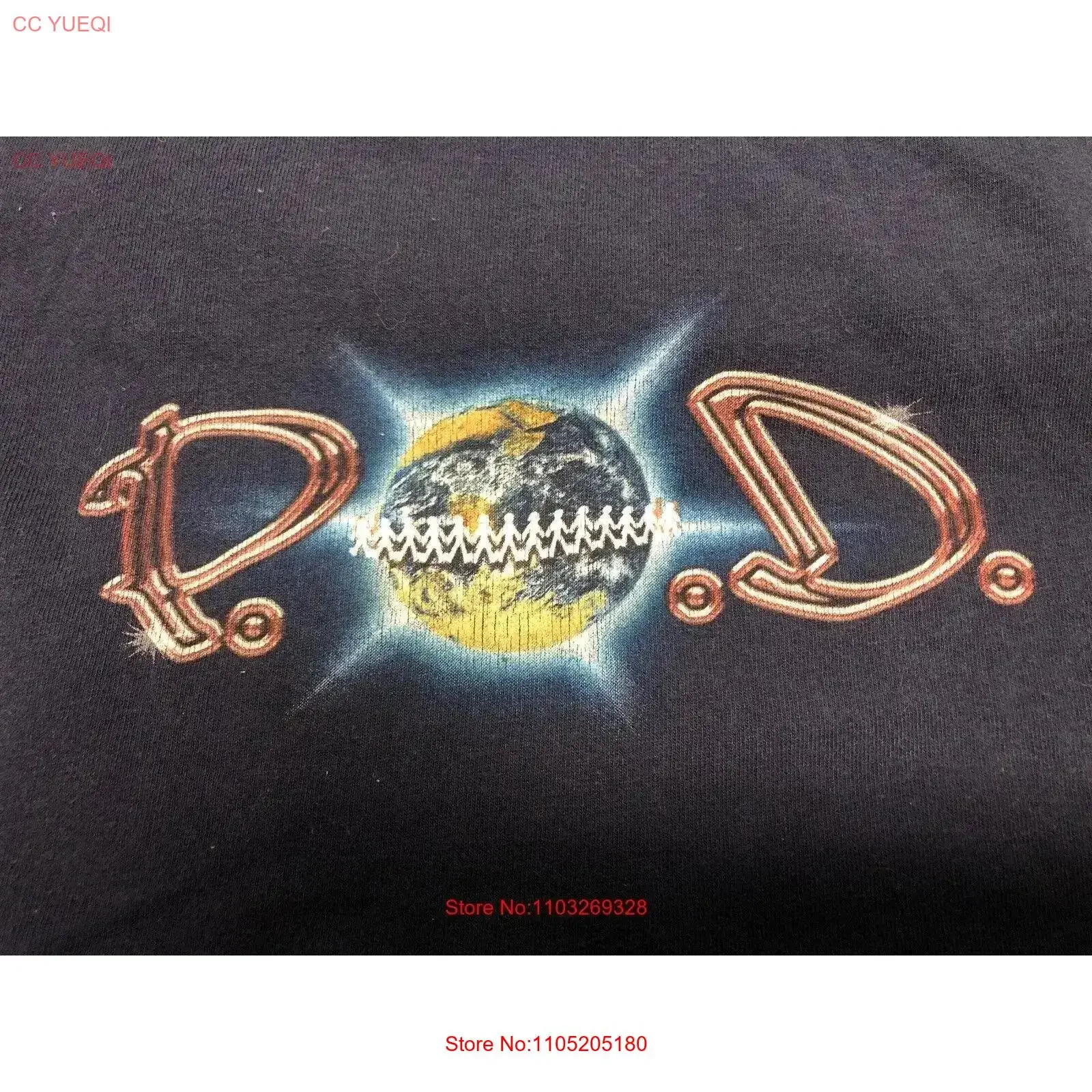 Vintage T Shirt POD OG This World Is A Ghetto Optima Size XL Navy Blue Washed Casual graphic Slightly streetwear vintage