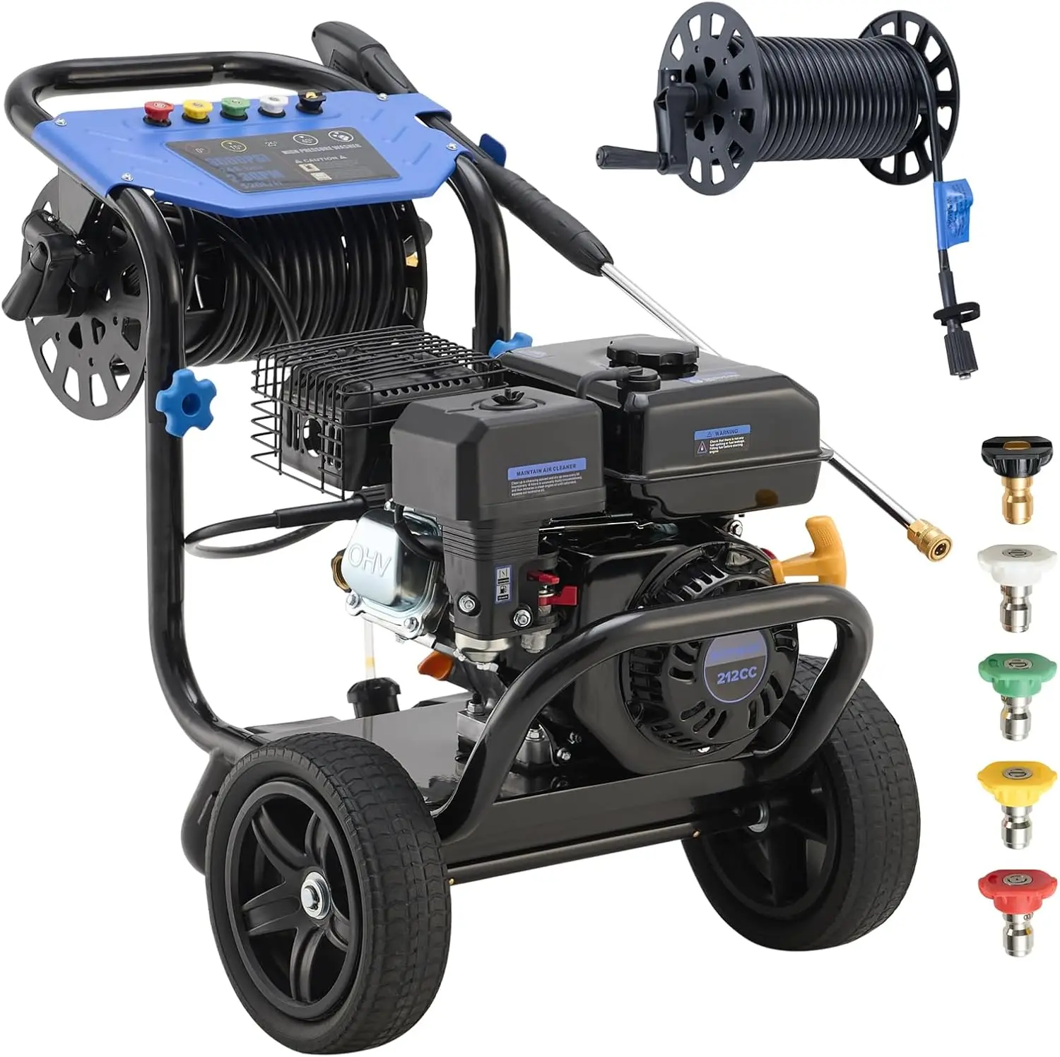 

Pressure Washer 3600 PSI with Hose Reel, 2.3 GPM Heavy Duty High Power Washer, 212CC Engine with 30FT Hose, Axial Aluminum Pump,