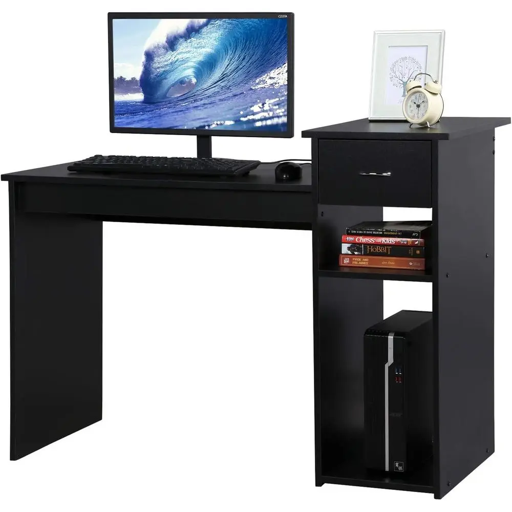 

ern Computer Desk, 47 inch Home Oice Computer Desk, Study Writing PC Table Workstation with Ders and Printer Shel or Small Space