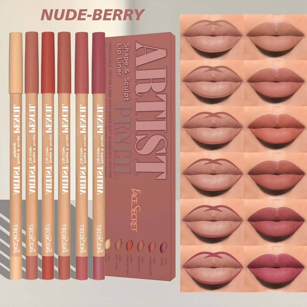 6 pezzi penna per labbra 6 colori impermeabile e resistente al sudore non facile da sbiadire tazza antiaderente set di matite per rossetto nudo