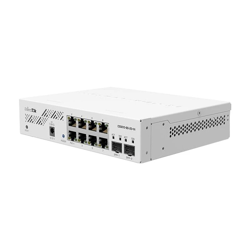 Mikrotik CSS610-8G-2S+IN Eight 1G Ethernet ports and two SFP+ ports for 10G fiber connectivity Intelligent Managed Switch