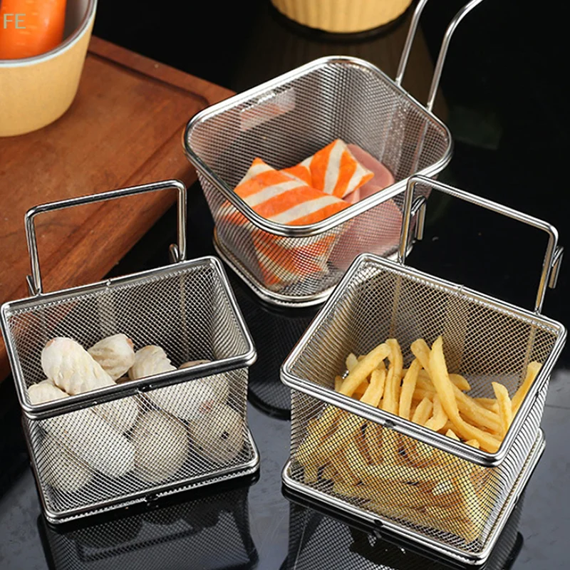 

[F] 304 Stainless Steel Deep Frying Basket Silver Multi-functional Hangable Colander Oil Filter Mesh Sieve Hotpot Strainer Mesh